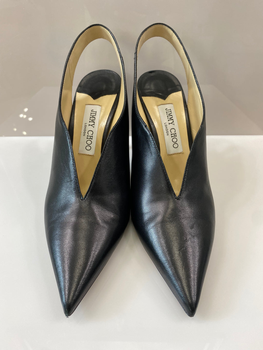 JIMMY CHOO SAISE 65 LEATHER SLINGBACK PUMPS