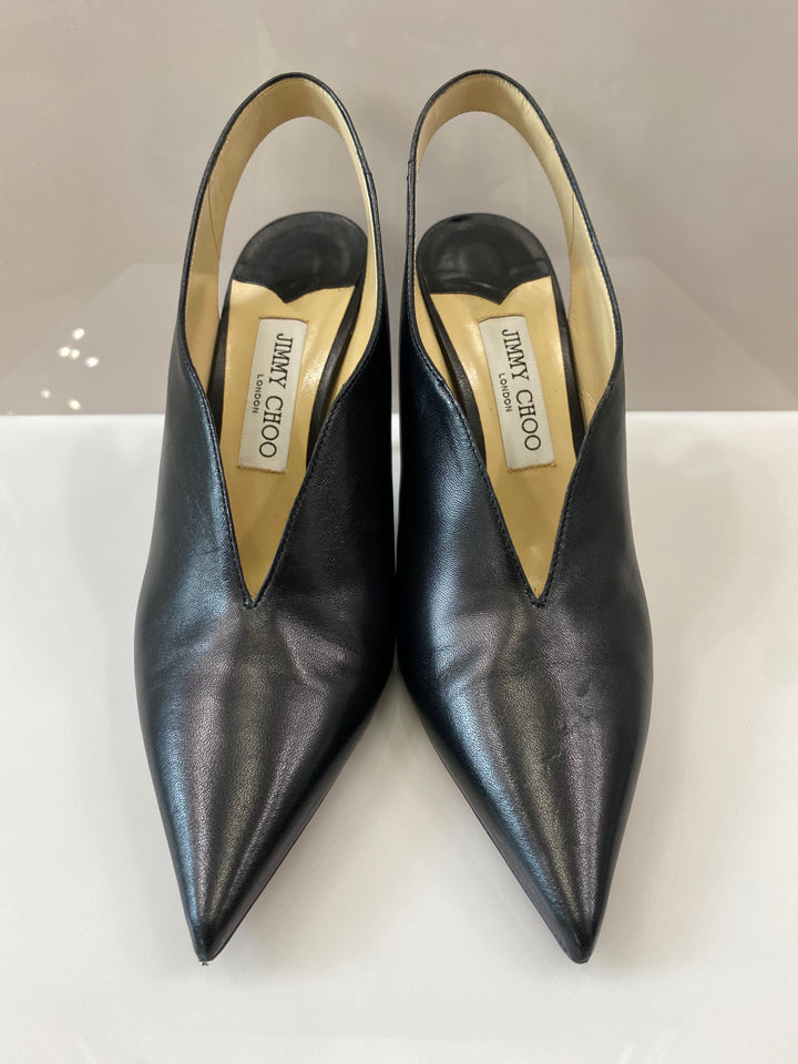 JIMMY CHOO SAISE 65 LEATHER SLINGBACK PUMPS