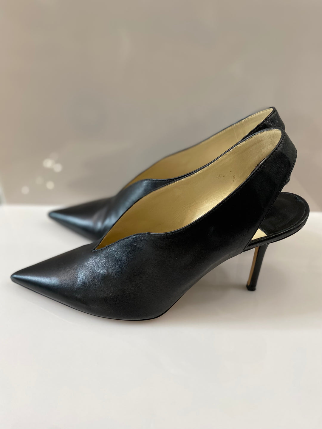 JIMMY CHOO SAISE 65 LEATHER SLINGBACK PUMPS