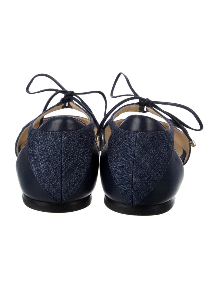 JIMMY CHOO VANESSA TWEED STRAP LACED BALLET FLATS