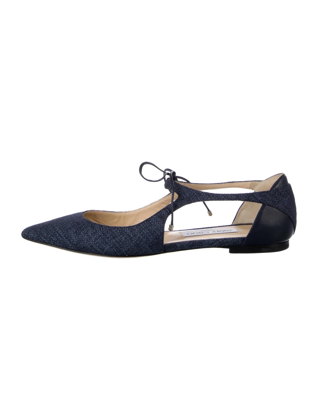 JIMMY CHOO VANESSA TWEED STRAP LACED BALLET FLATS