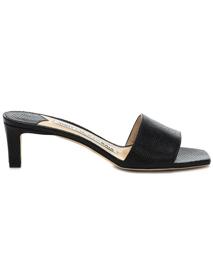 JIMMY CHOO X KAIA K EMBOSSED LEATHER SLIDE SANDALS