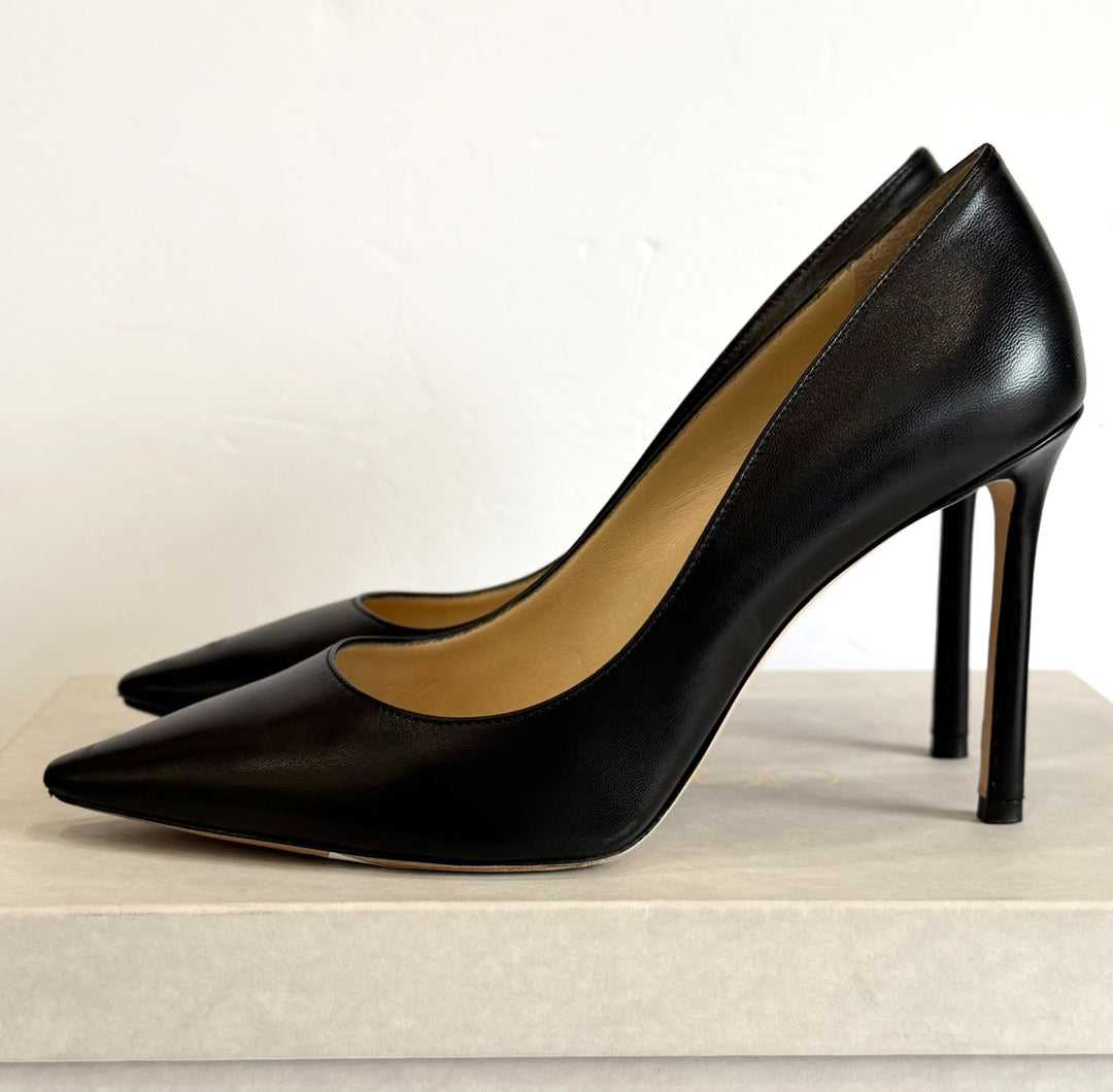 JIMMY CHOO ROMY 100 KID LEATHER PUMPS
