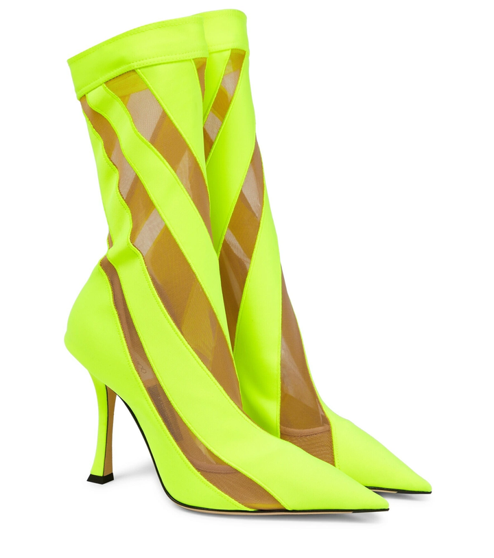 JIMMY CHOO X MUGLER SPIRAL SOCK ANKLE BOOTS
