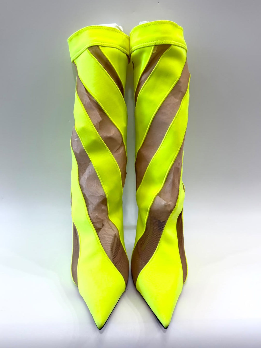 JIMMY CHOO X MUGLER SPIRAL SOCK ANKLE BOOTS