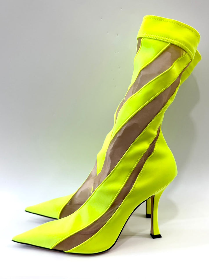 JIMMY CHOO X MUGLER SPIRAL SOCK ANKLE BOOTS