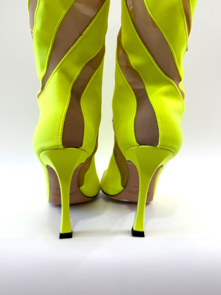 JIMMY CHOO X MUGLER SPIRAL SOCK ANKLE BOOTS