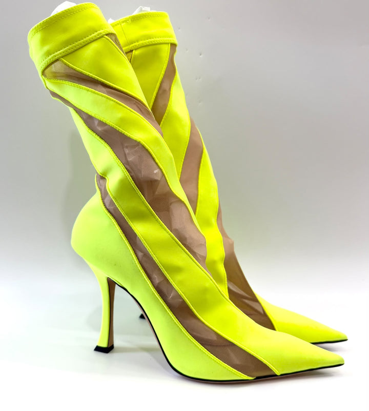 JIMMY CHOO X MUGLER SPIRAL SOCK ANKLE BOOTS