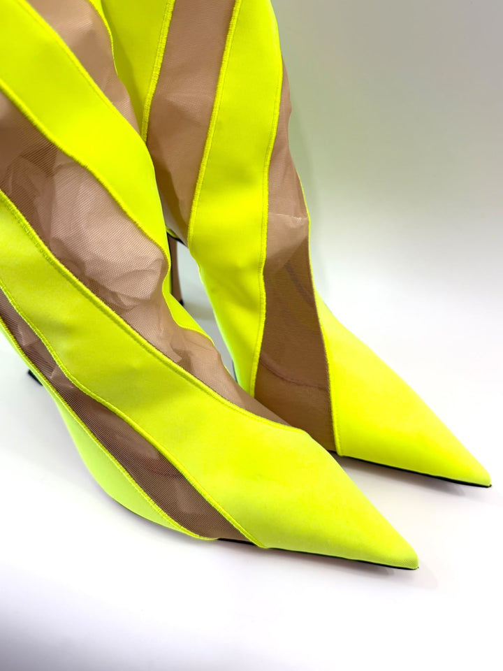 JIMMY CHOO X MUGLER SPIRAL SOCK ANKLE BOOTS