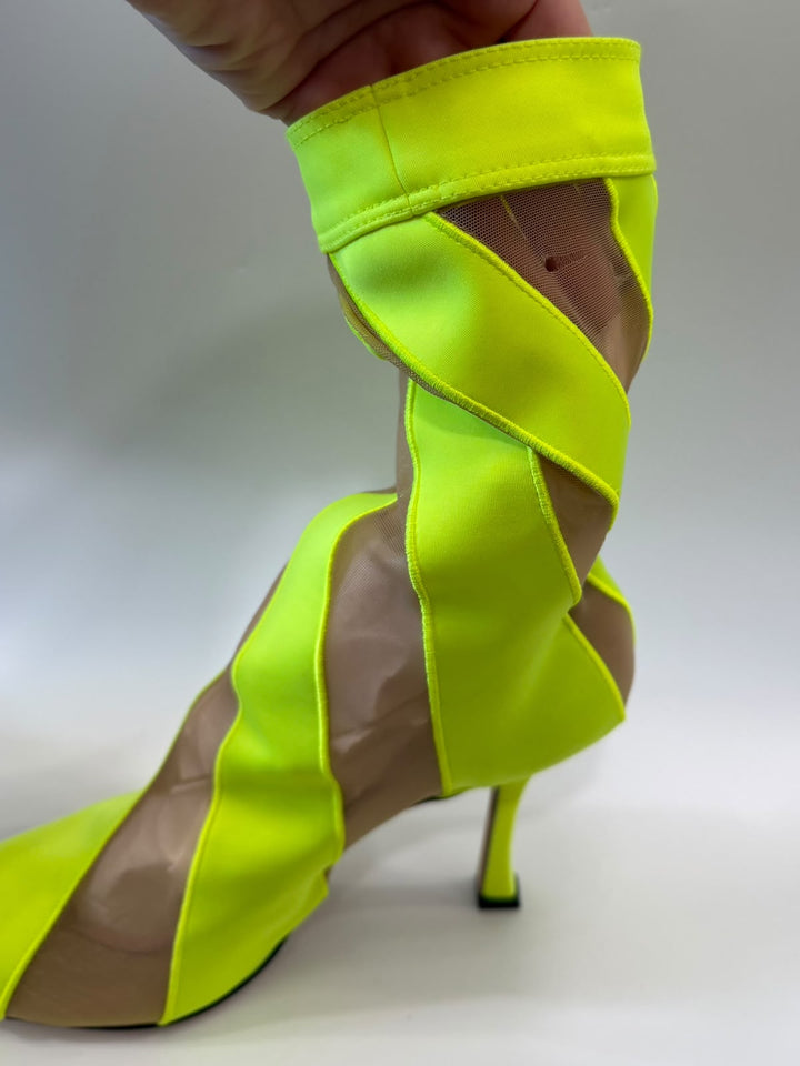 JIMMY CHOO X MUGLER SPIRAL SOCK ANKLE BOOTS