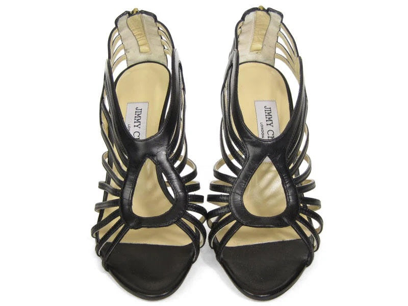 JIMMY CHOO SAMOA LEATHER MULTI-STRAP HEELED SANDALS