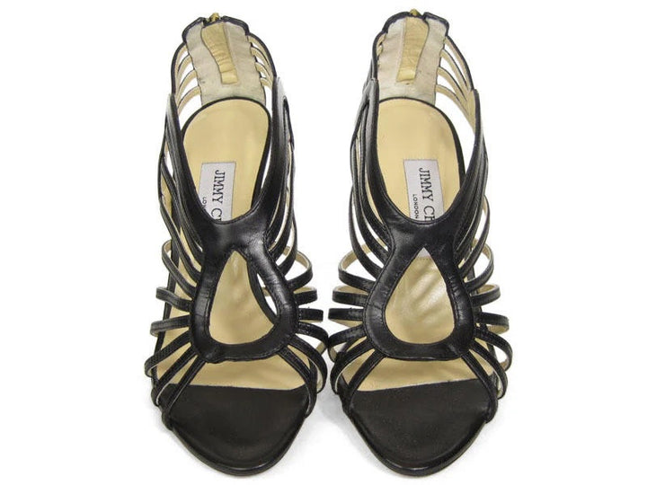 JIMMY CHOO SAMOA LEATHER MULTI-STRAP HEELED SANDALS