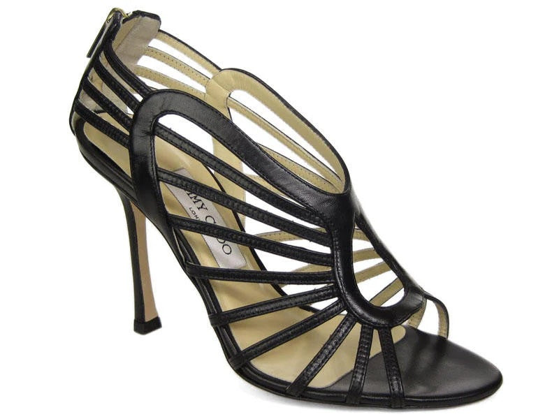 JIMMY CHOO SAMOA LEATHER MULTI-STRAP HEELED SANDALS