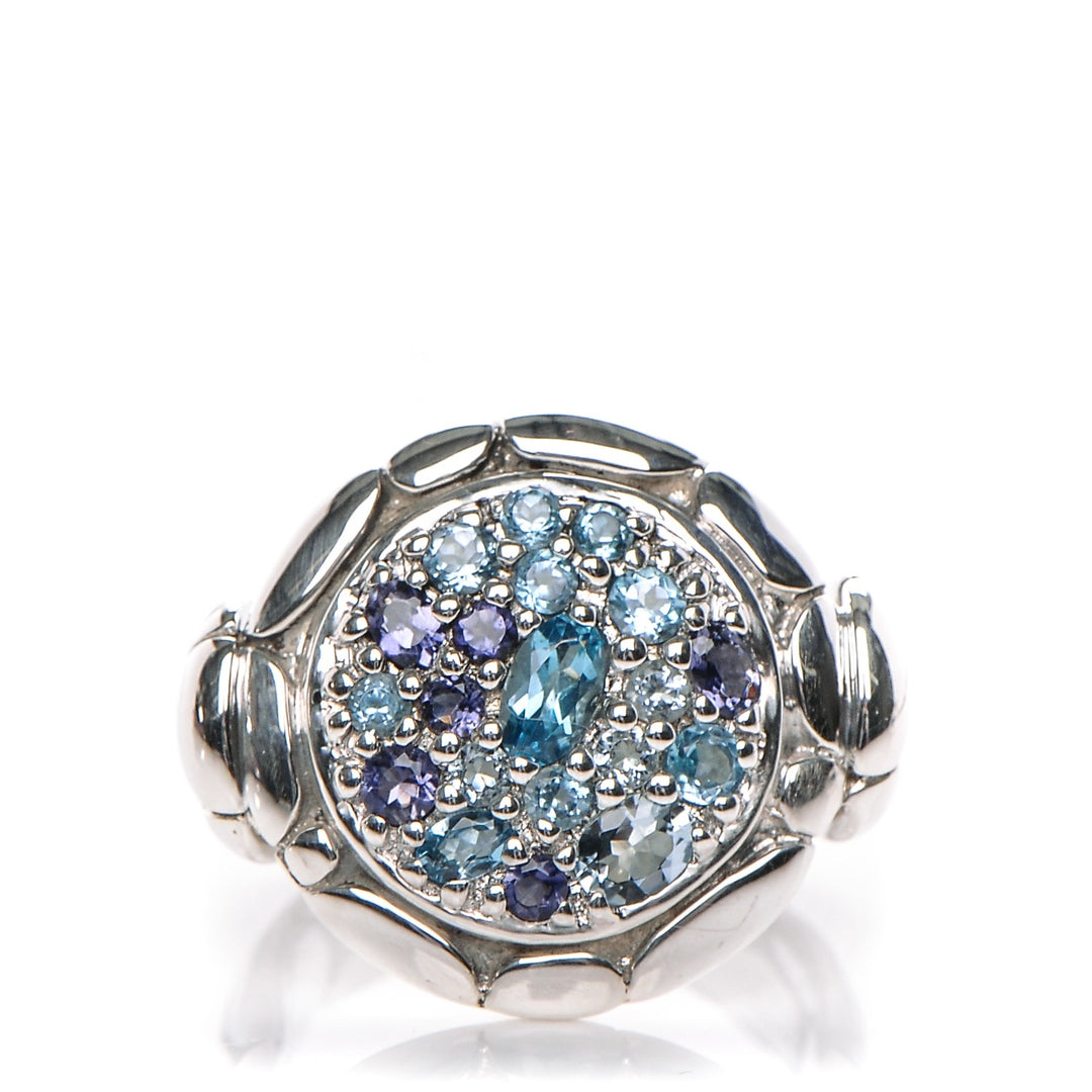 JOHN HARDY STERLING SILVER KALI COLLECTION PURE LAVAFIRE SEA RING