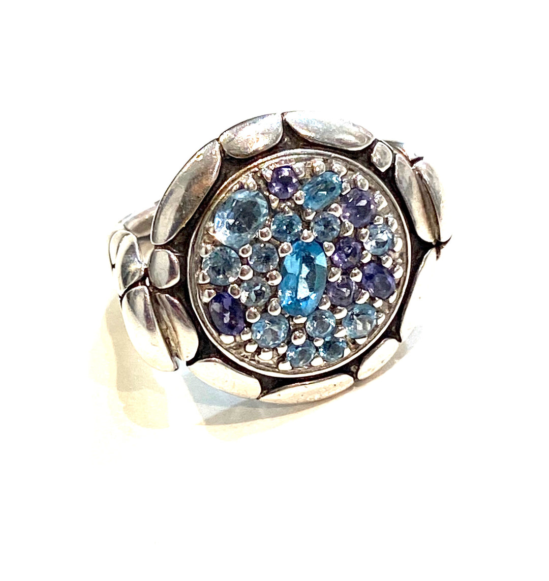 JOHN HARDY STERLING SILVER KALI COLLECTION PURE LAVAFIRE SEA RING