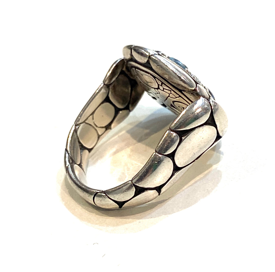 JOHN HARDY STERLING SILVER KALI COLLECTION PURE LAVAFIRE SEA RING