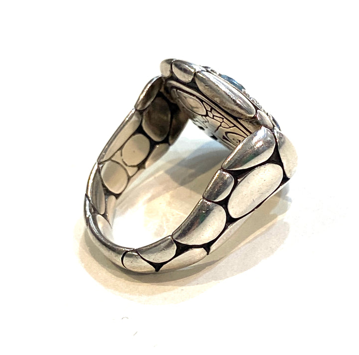 JOHN HARDY STERLING SILVER KALI COLLECTION PURE LAVAFIRE SEA RING