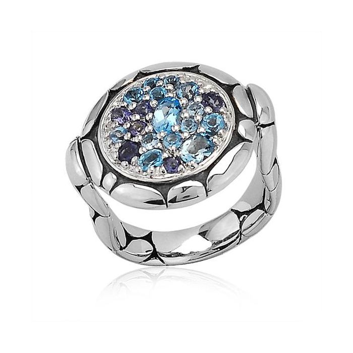 JOHN HARDY STERLING SILVER KALI COLLECTION PURE LAVAFIRE SEA RING