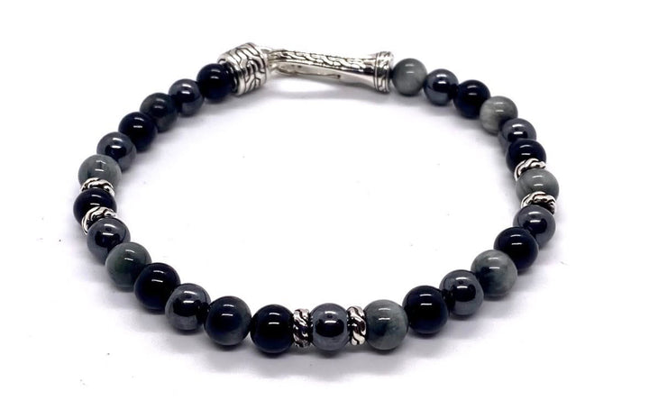 JOHN HARDY CLASSIC CHAIN BEADED ONYX EAGLE EYE HERMATITE BRACELET