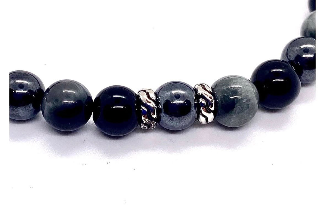 JOHN HARDY CLASSIC CHAIN BEADED ONYX EAGLE EYE HERMATITE BRACELET