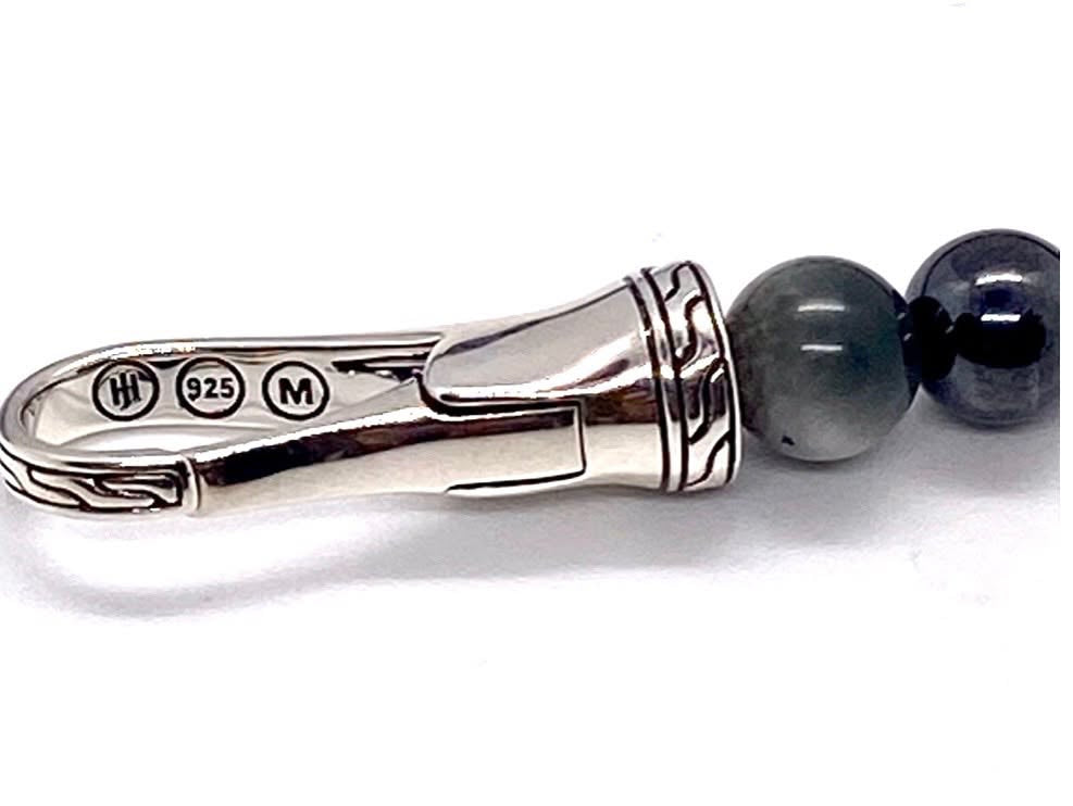JOHN HARDY CLASSIC CHAIN BEADED ONYX EAGLE EYE HERMATITE BRACELET