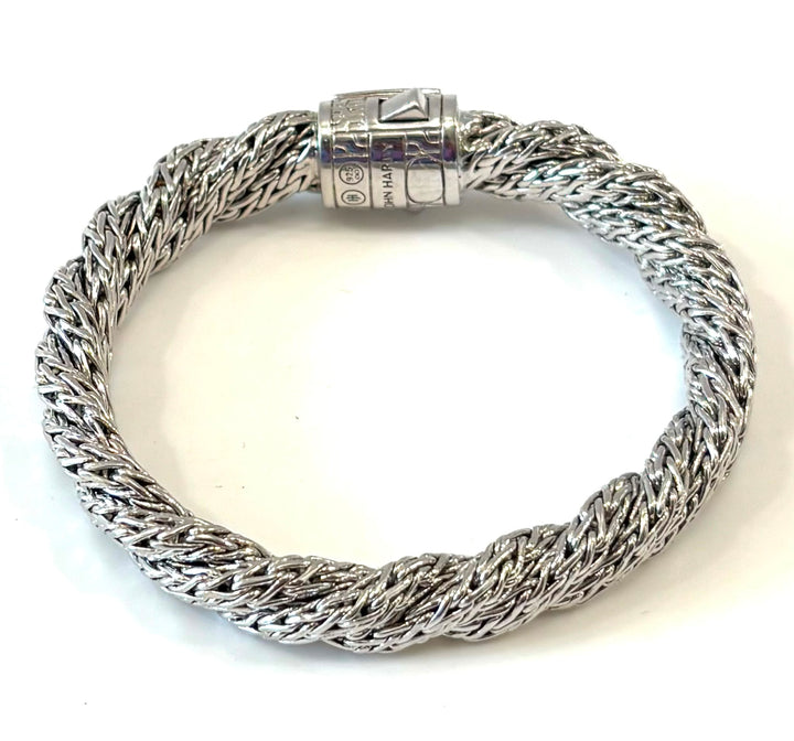 JOHN HARDY CLASSIC CHAIN STERLING SILVER BLACK SAPPHIRE TWISTED CHAIN BRACELET