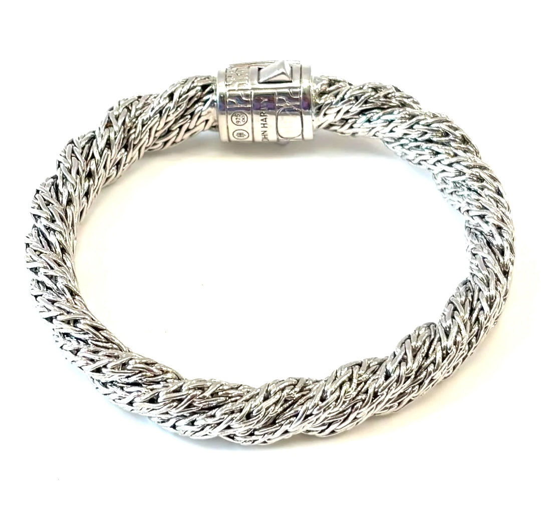 JOHN HARDY CLASSIC CHAIN STERLING SILVER BLACK SAPPHIRE TWISTED CHAIN BRACELET