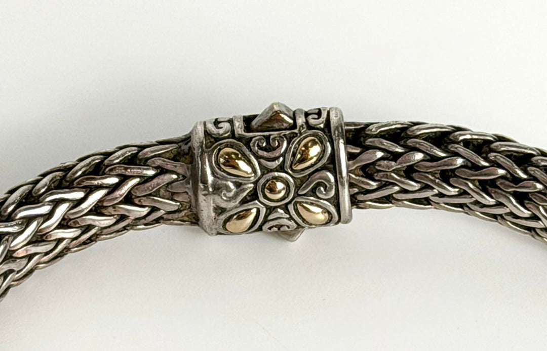 JOHN HARDY MULTISTONE BATU LAVA BLUE CHAIN STERLING SILVER &amp; 18K GOLD  BRACELET