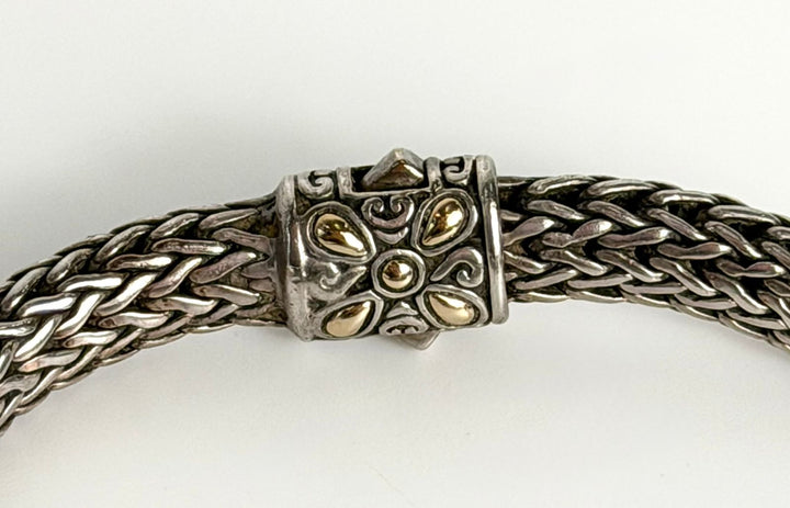 JOHN HARDY MULTISTONE BATU LAVA BLUE CHAIN STERLING SILVER &amp; 18K GOLD  BRACELET