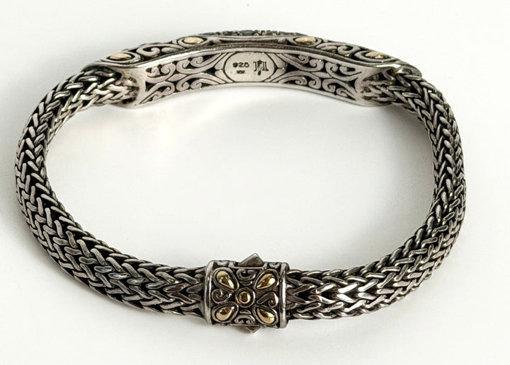 JOHN HARDY MULTISTONE BATU LAVA BLUE CHAIN STERLING SILVER &amp; 18K GOLD  BRACELET