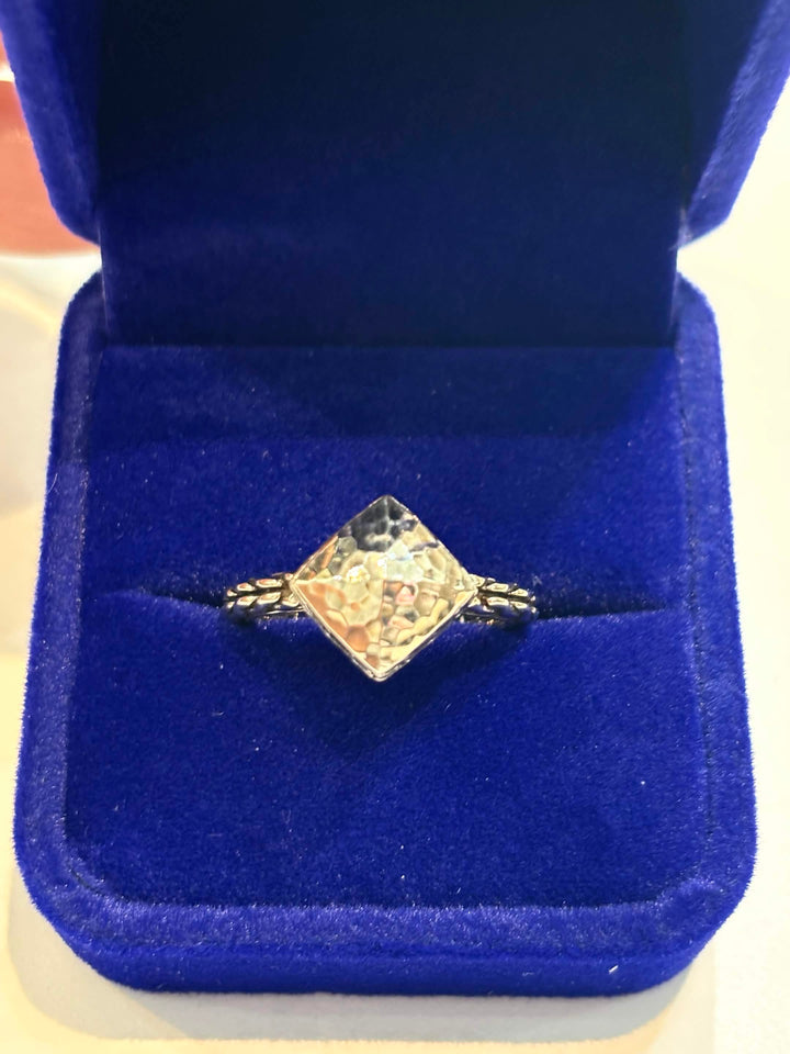 JOHN HARDY HAMMERED STERLING SILVER PYRAMID COCKTAIL RING