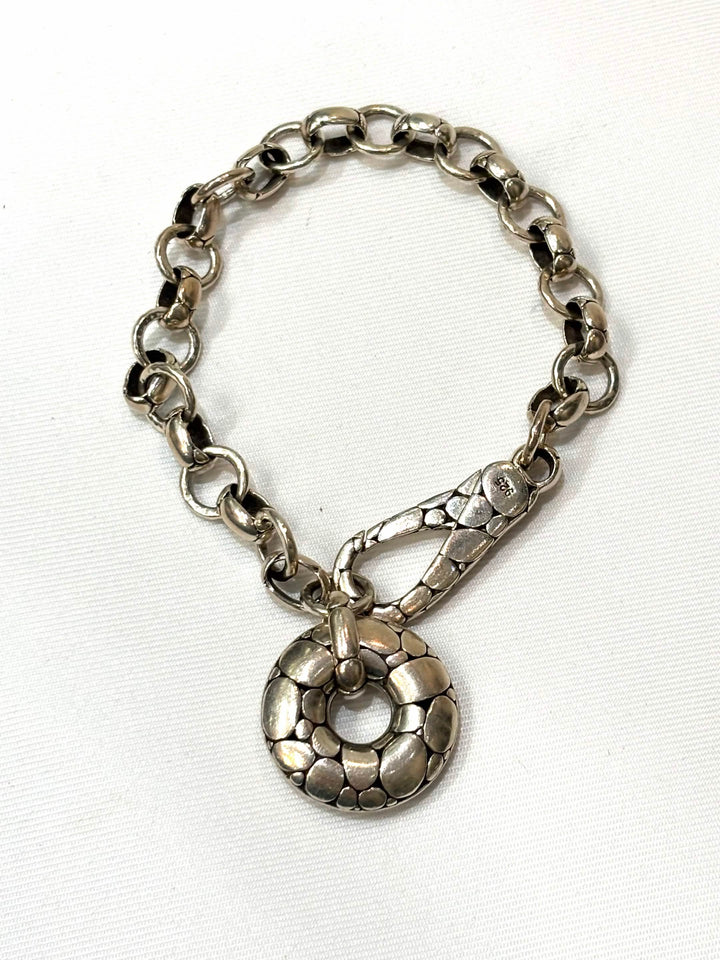 JOHN HARDY STERLING SILVER KALI PEBBLE COLLECTION CHAIN BRACELET
