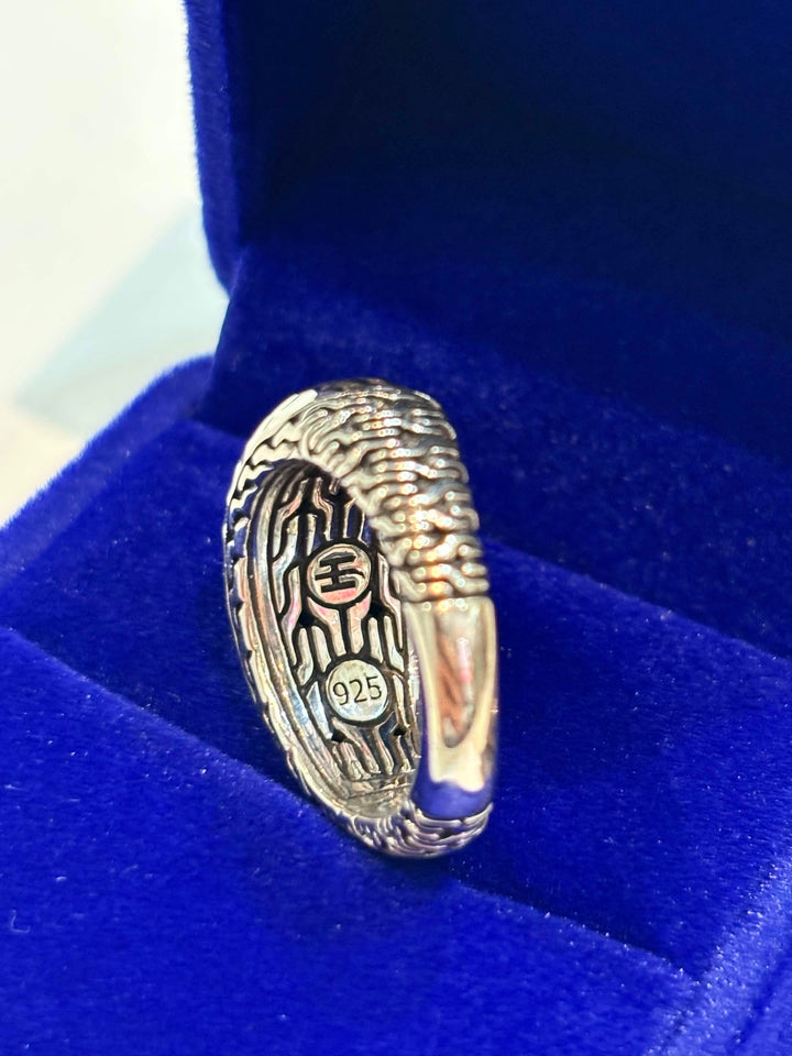 JOHN HARDY PALU HAMMERED DOME STERLING SILVER CHAIN RING