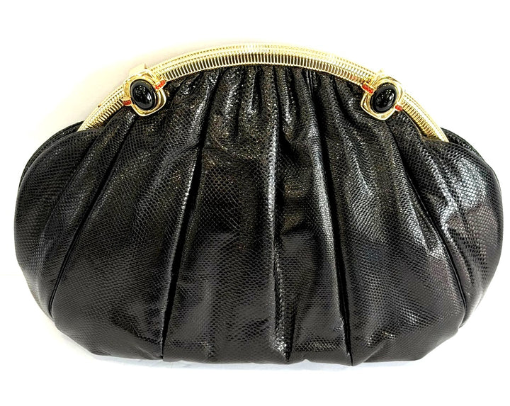 JUDITH LEIBER EXOTIC LIZARD EVENING CLUTCH BAG
