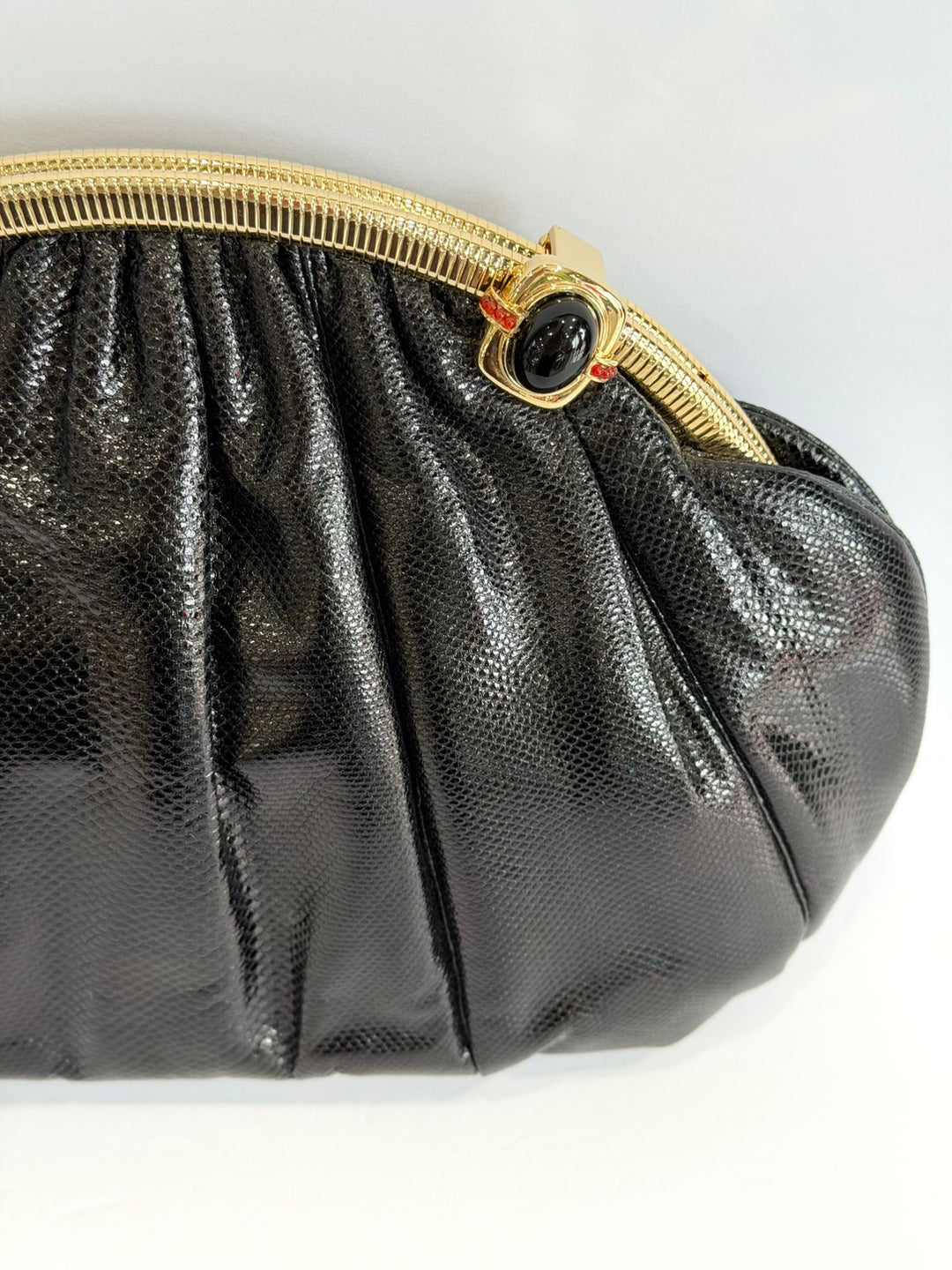 JUDITH LEIBER EXOTIC LIZARD EVENING CLUTCH BAG