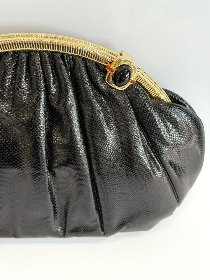 JUDITH LEIBER EXOTIC LIZARD EVENING CLUTCH BAG