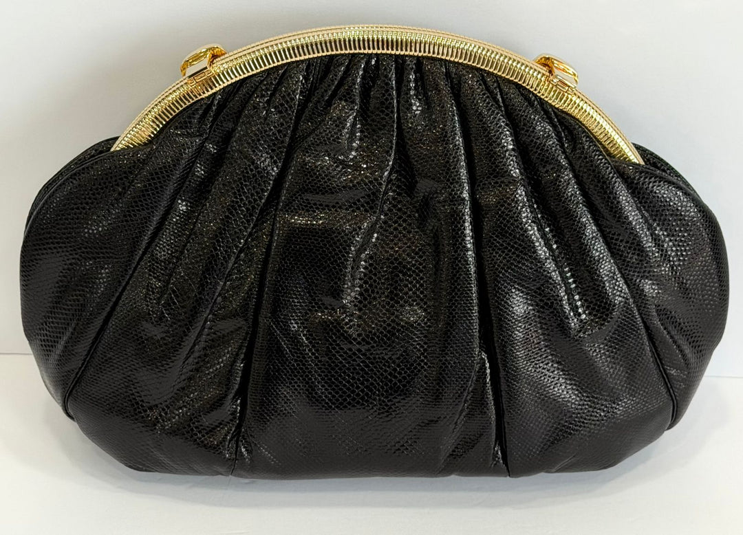 JUDITH LEIBER EXOTIC LIZARD EVENING CLUTCH BAG