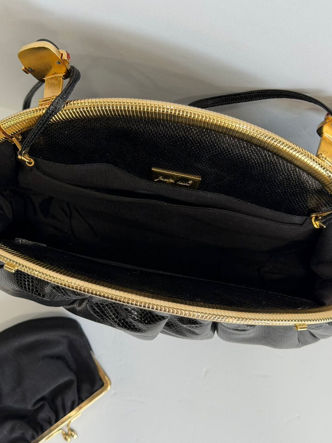 JUDITH LEIBER EXOTIC LIZARD EVENING CLUTCH BAG