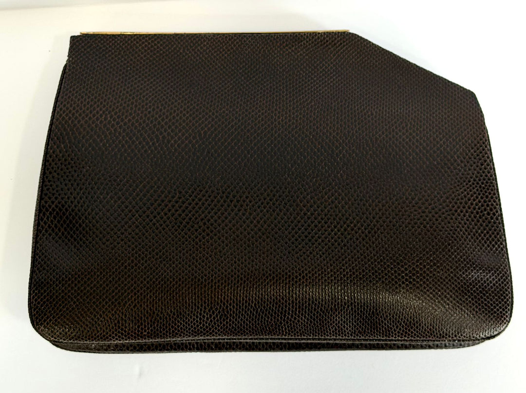 JUDITH LEIBER EXOTIC LIZARD LEATHER GEMSTONE EMBELLISHED CLUTCH BAG