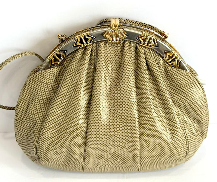 JUDITH LEIBER LIZARD SKIN CLUTCH BAG