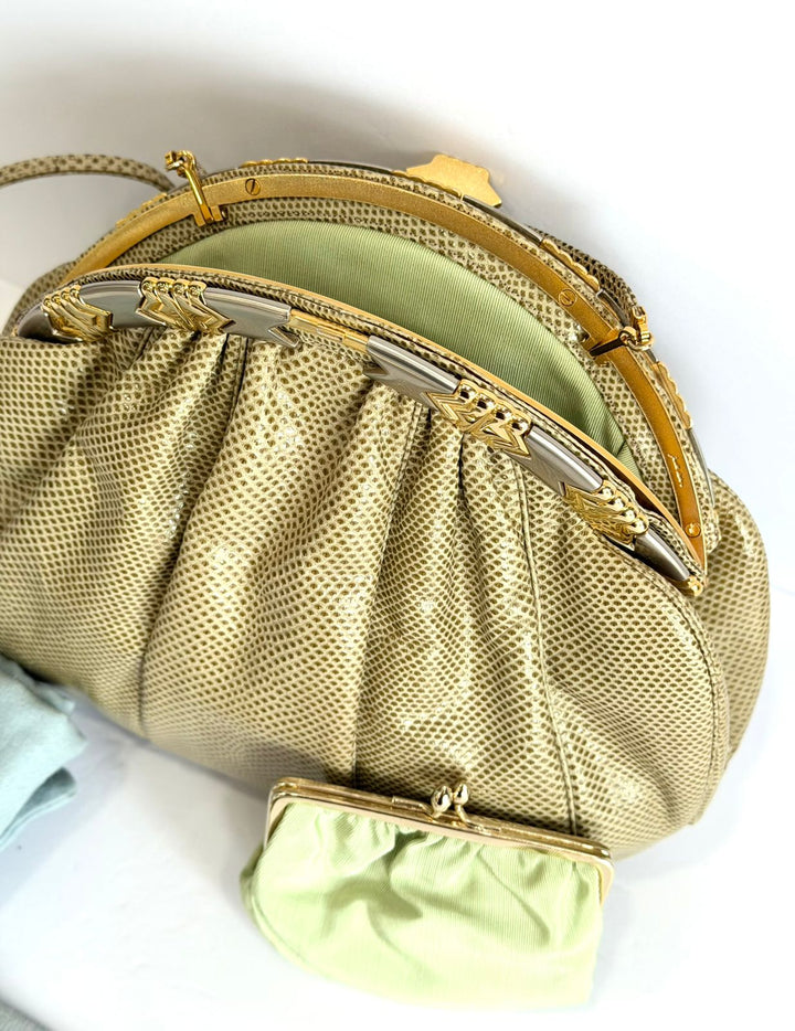 JUDITH LEIBER LIZARD SKIN CLUTCH BAG