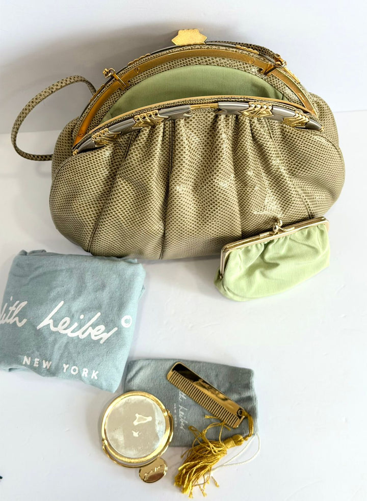 JUDITH LEIBER LIZARD SKIN CLUTCH BAG