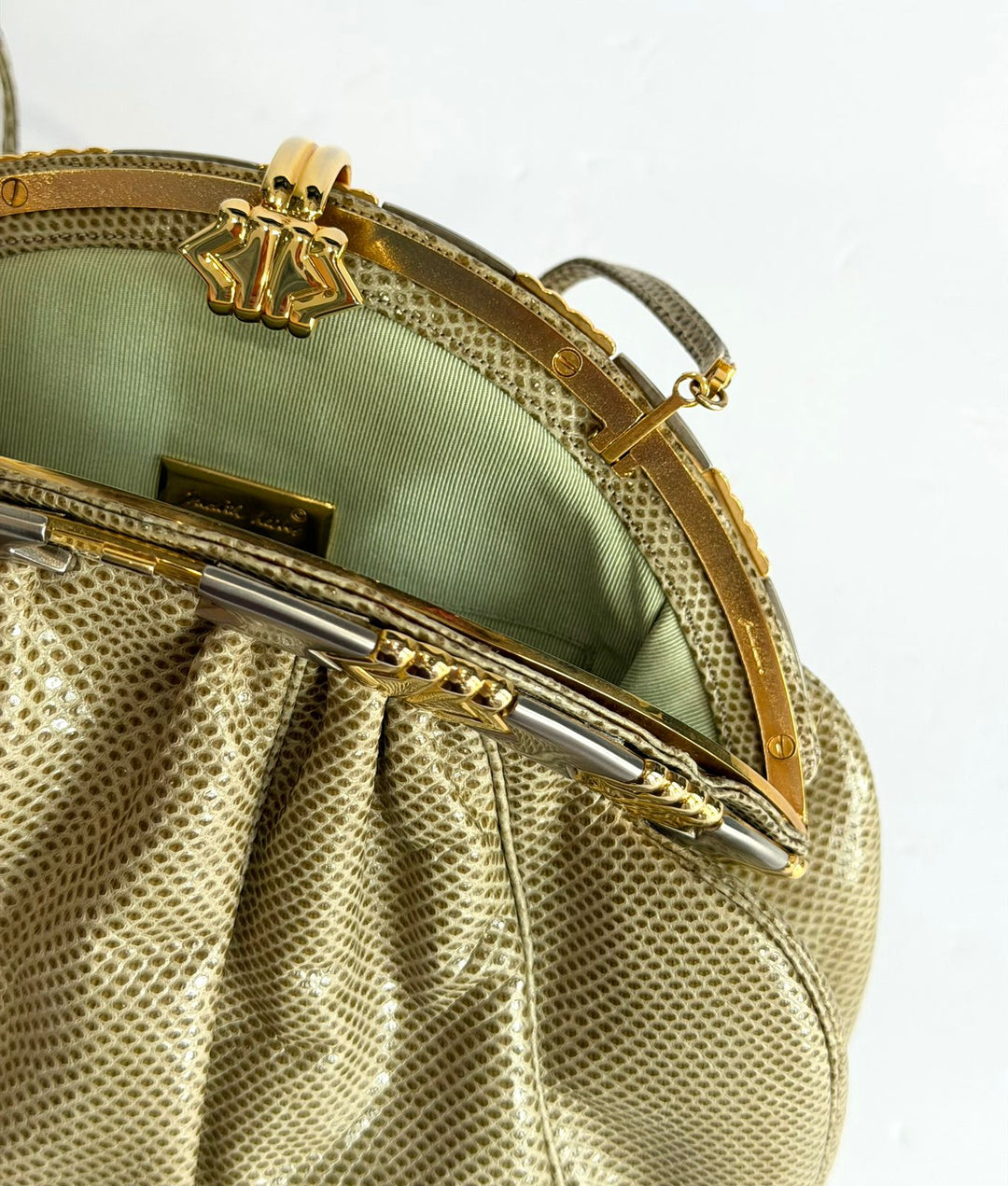 JUDITH LEIBER LIZARD SKIN CLUTCH BAG