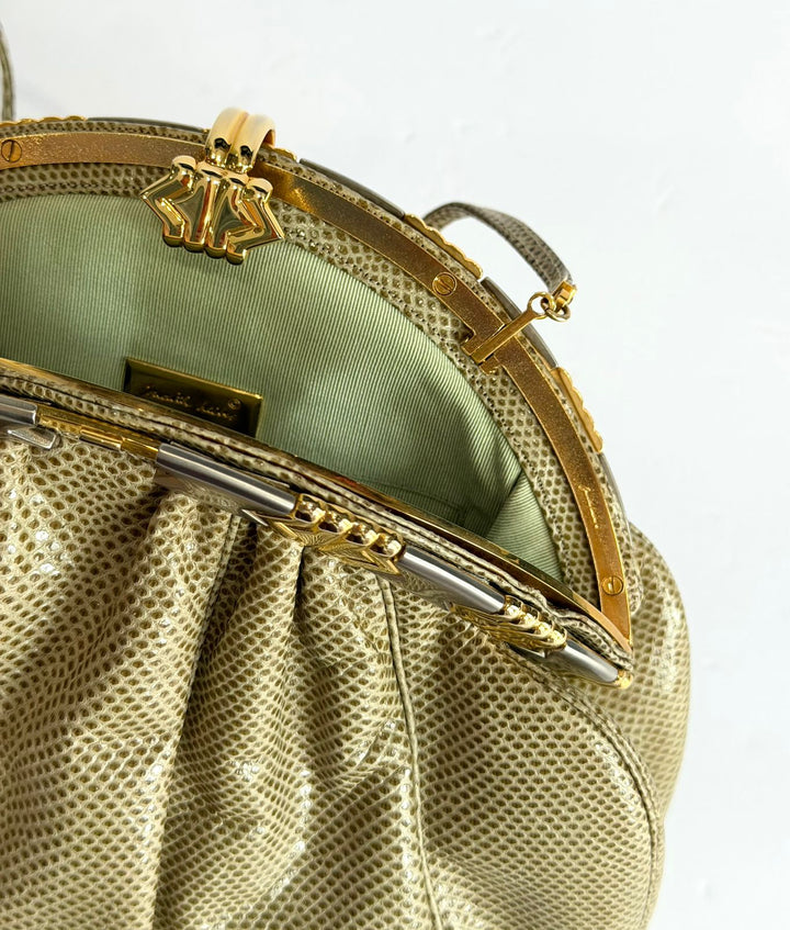 JUDITH LEIBER LIZARD SKIN CLUTCH BAG