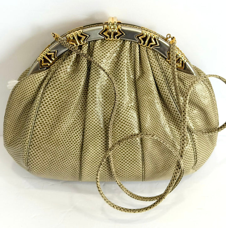 JUDITH LEIBER LIZARD SKIN CLUTCH BAG