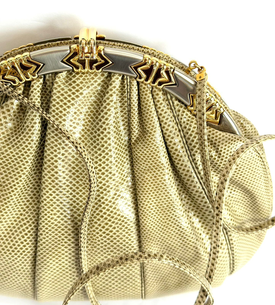 JUDITH LEIBER LIZARD SKIN CLUTCH BAG