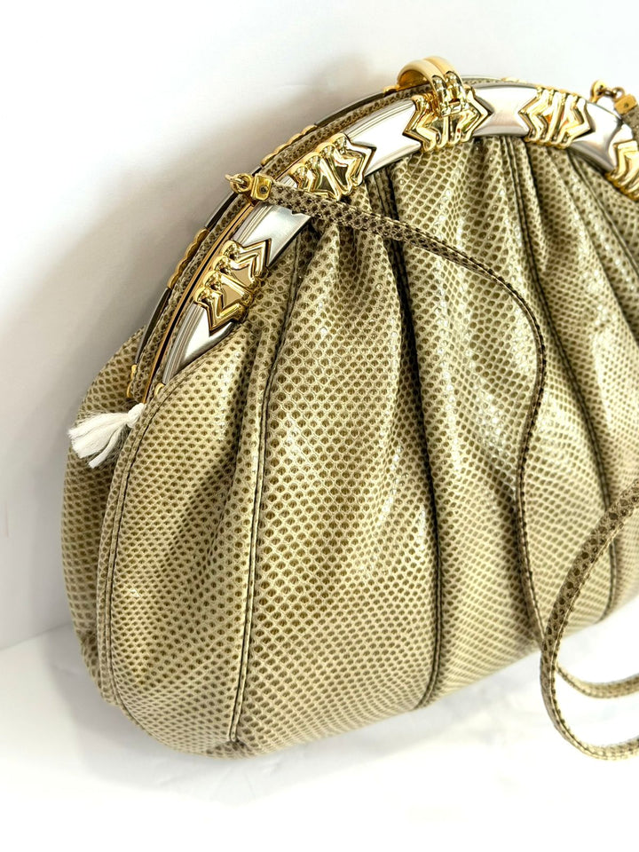 JUDITH LEIBER LIZARD SKIN CLUTCH BAG