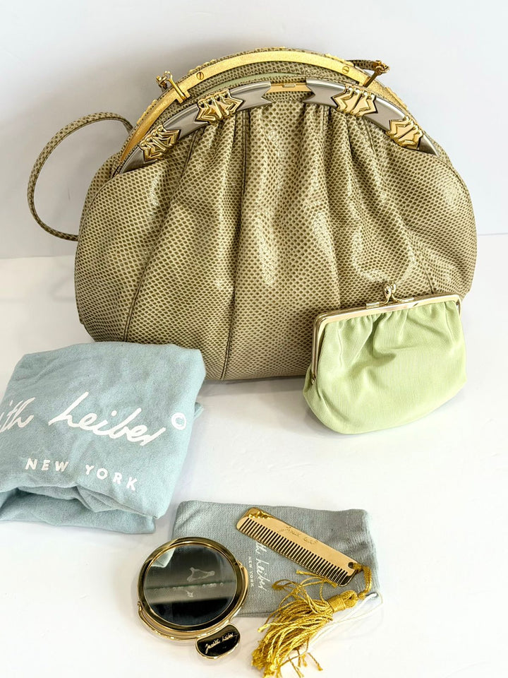 JUDITH LEIBER LIZARD SKIN CLUTCH BAG