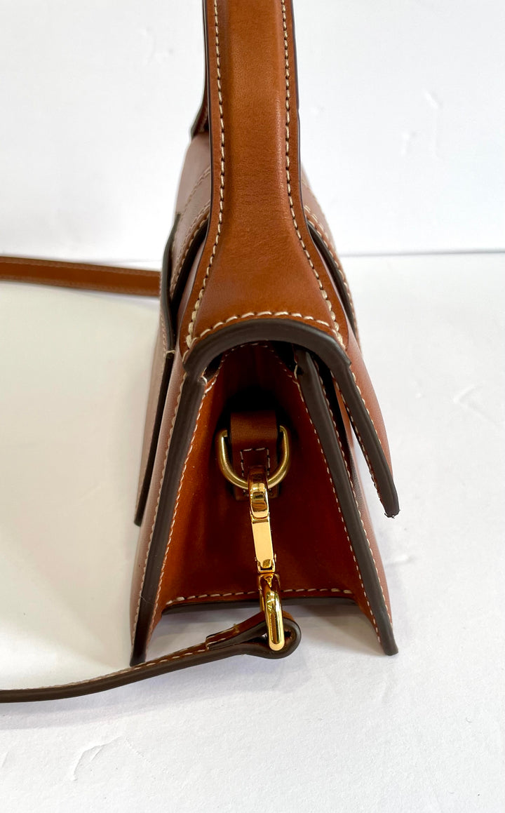 JACQUEMUS LE BAMBINO CALFSKIN LEATHER TOP HANDLE CROSSBODY BAG