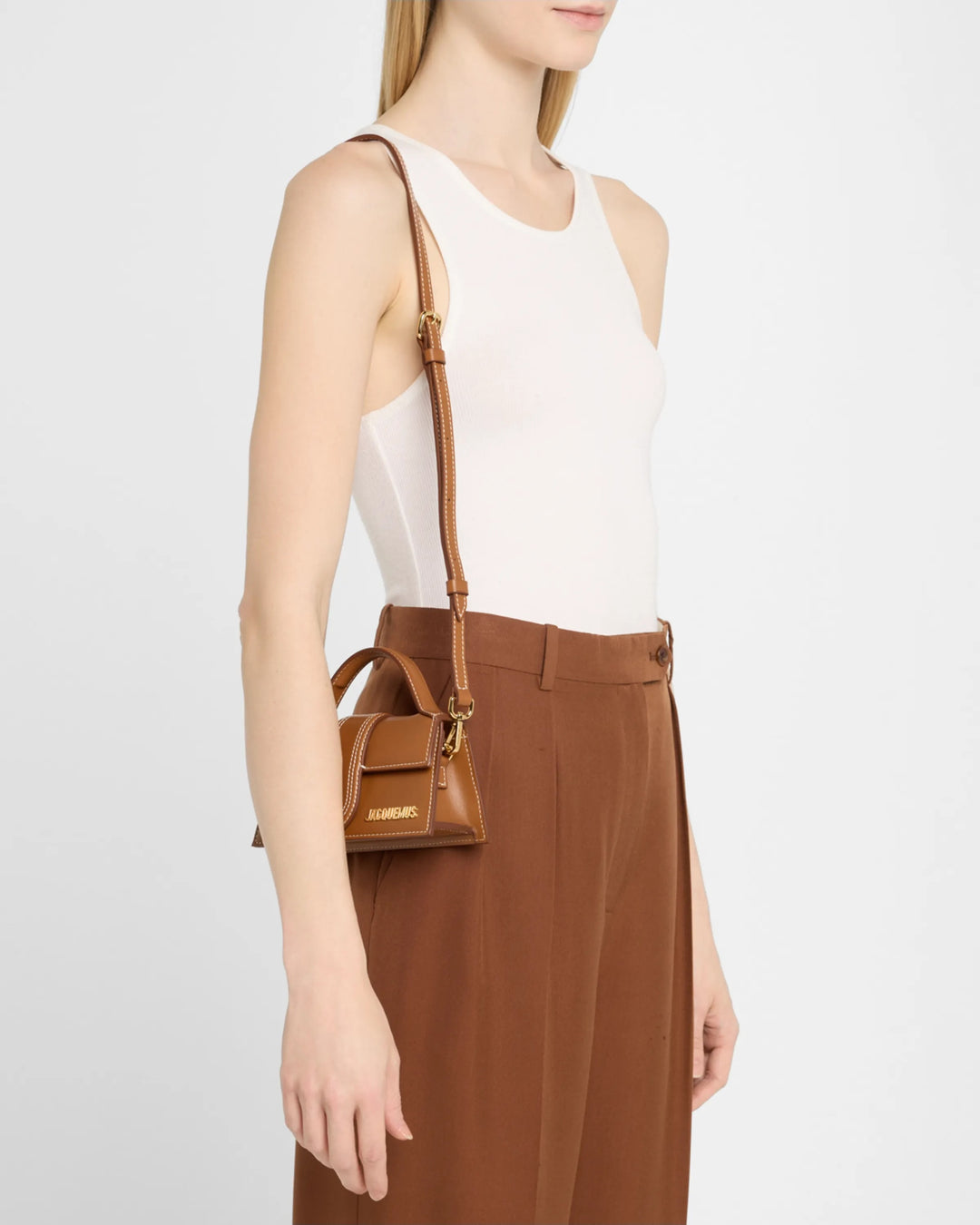 JACQUEMUS LE BAMBINO CALFSKIN LEATHER TOP HANDLE CROSSBODY BAG